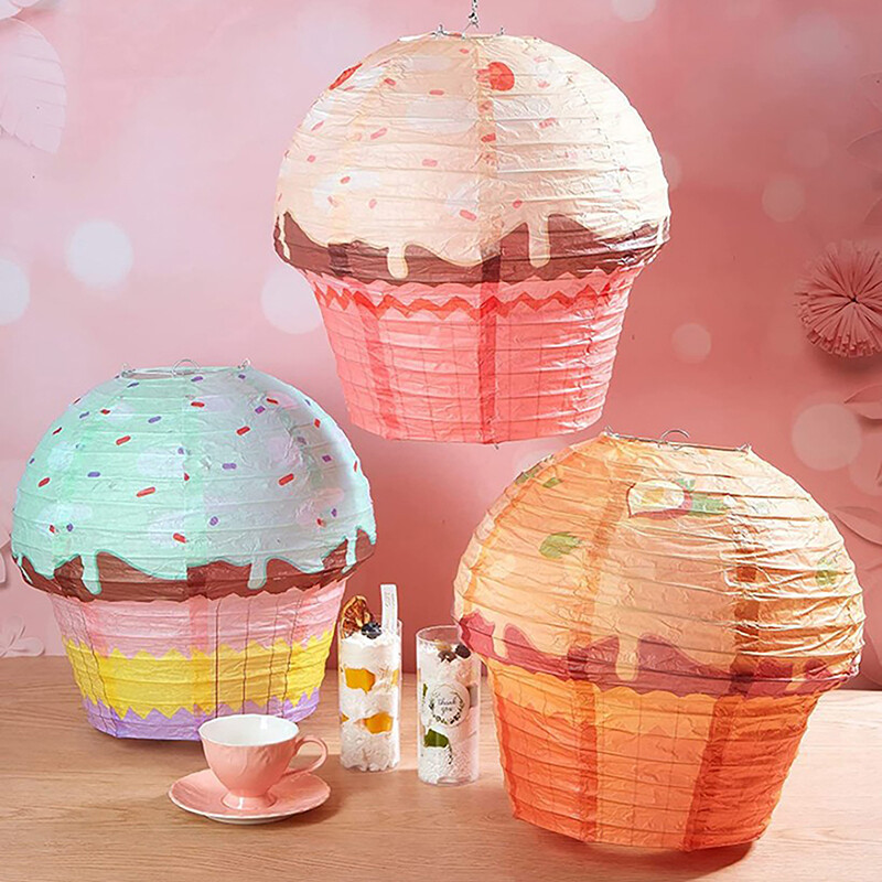 Lampioni od papira za tortu 1st One Happy Birthday Party Dekoracija Dječji 3D ukrasi Šalica Torta Sladoled Privjesak Dječja usluga za tuširanje