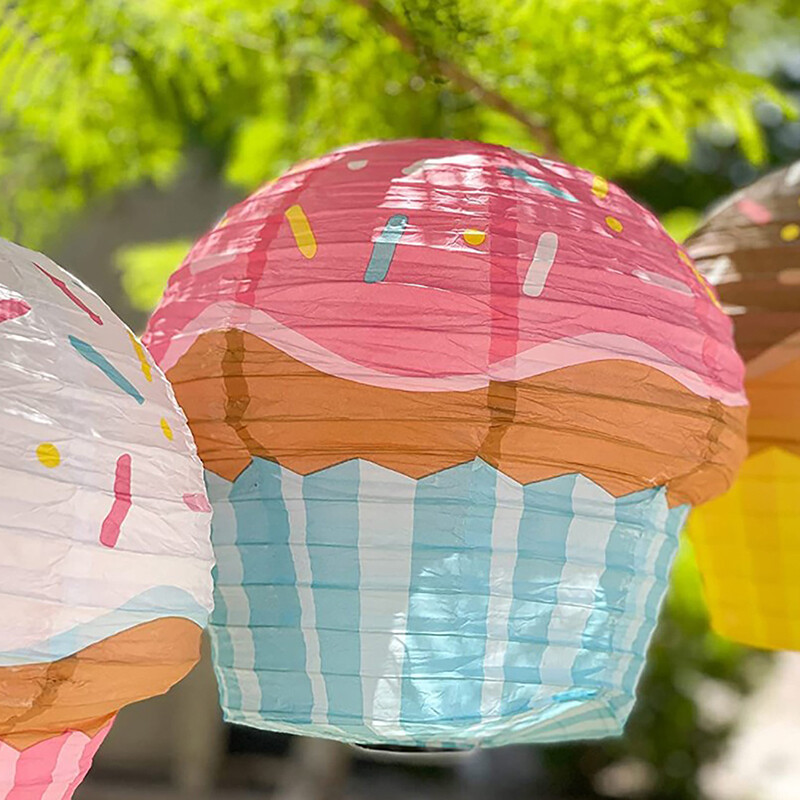 Lampioni od papira za tortu 1st One Happy Birthday Party Dekoracija Dječji 3D ukrasi Šalica Torta Sladoled Privjesak Dječja usluga za tuširanje