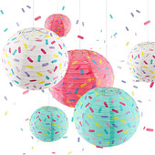 Fagylaltos lámpás gyermek születésnapi parti dekoráció összehajtható papír színes kerek, kézzel készített lámpás medál