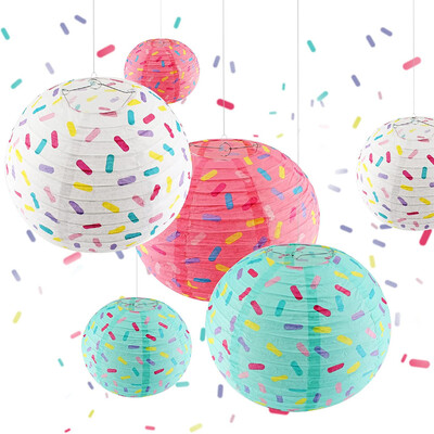 Lanternă cu înghețată Decor pentru petrecerea de aniversare pentru copii, hârtie pliabilă, pandantiv rotund, colorat, lucrat manual