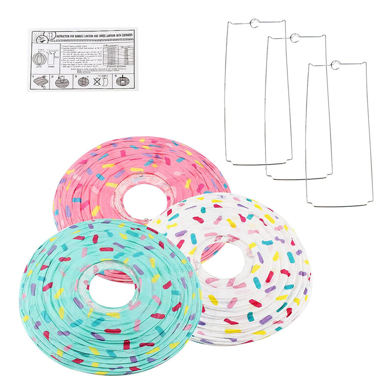 Fagylaltos lámpás gyermek születésnapi parti dekoráció összehajtható papír színes kerek, kézzel készített lámpás medál