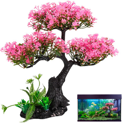 Akváriumnövény-kiegészítő növények és vízkészletek Teknős tartály-tartozékok Fish Decor Bonsai műanyag dekorációkhoz