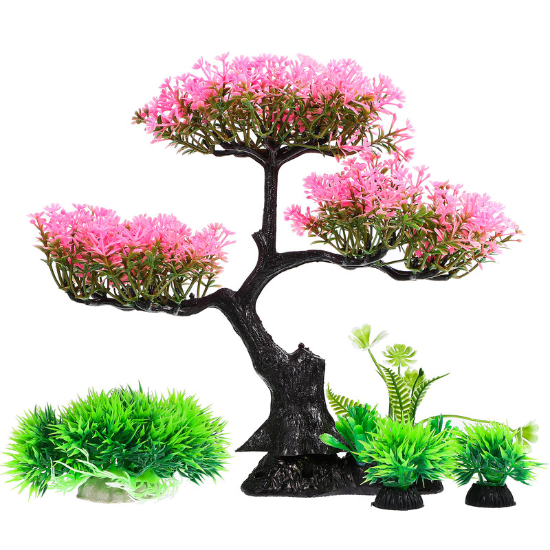 Accesorii pentru plante de acvariu Set de plante și apă Accesorii rezervor țestoase pentru decorarea peștilor Decorații din plastic bonsai