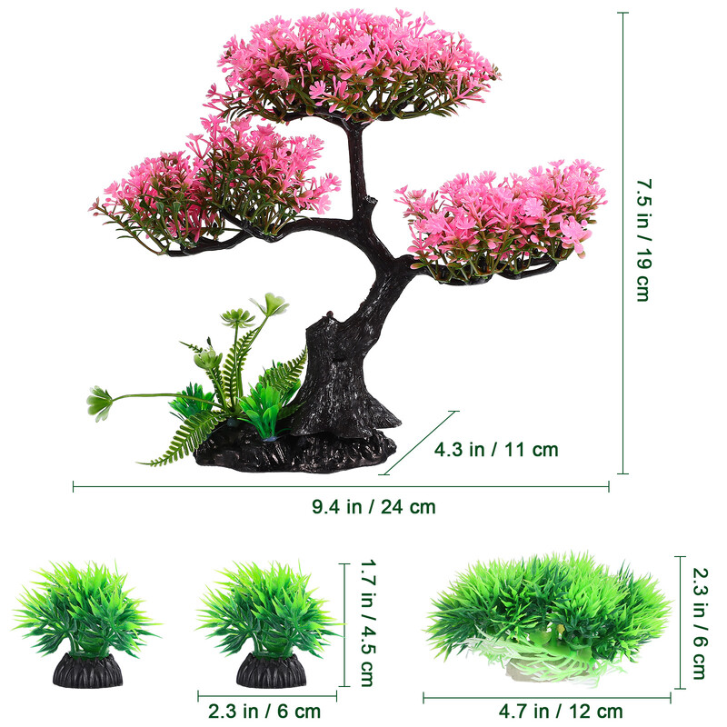 Accesorii pentru plante de acvariu Set de plante și apă Accesorii rezervor țestoase pentru decorarea peștilor Decorații din plastic bonsai
