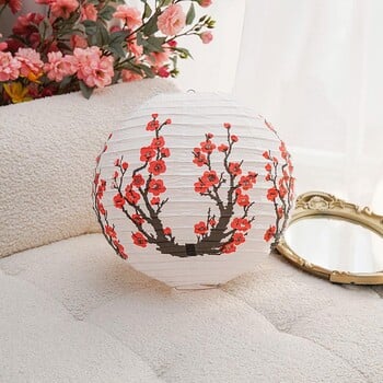 30/35 cm Plum Blossom Στρογγυλό Φωτιστικό Φαναριού σε Κινεζικό Ανατολίτικο Στιλ Ανοιξιάτικο Φεστιβάλ Εστιατόριο Γαμήλια διακόσμηση σπιτιού