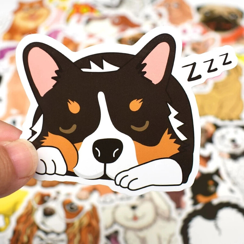 50 db aranyos kutya vinil matrica gyerekeknek tiniknek vízálló kulacs matrica csomag laptop telefonhoz, poggyászfüzethez, gördeszkához
