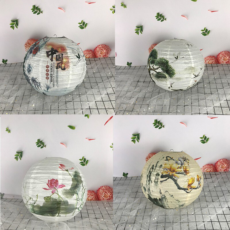 30 cm trükitud lillega ümmargune paberist latern Pulma sünnipäevapidu Halloweeni kaunistus Sügisene latern Jaapani laternad