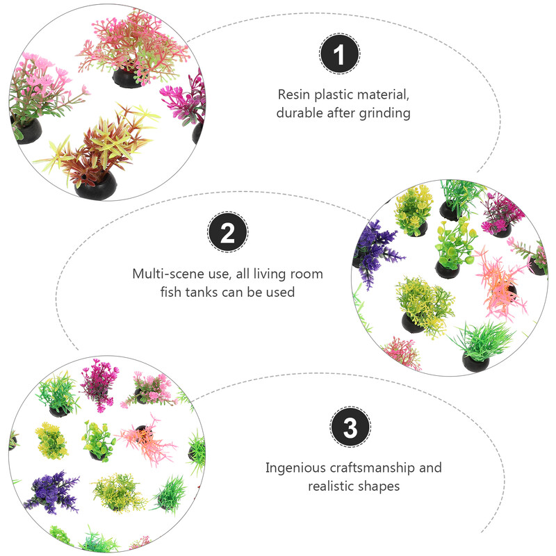 20 vnt. žuvų rezervuarų kraštovaizdžio tvarkymas Vandens augalai Dekoratyvinė žolė Dirbtinis plastikas Akvariumo reikmenys Papuošimo sukulentai