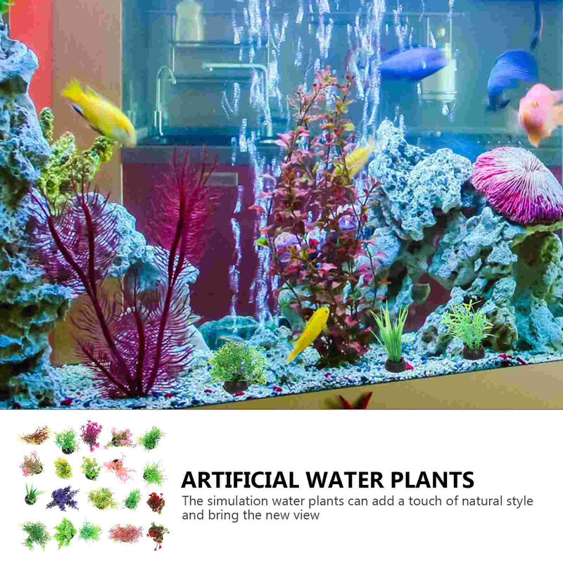 20 vnt. žuvų rezervuarų kraštovaizdžio tvarkymas Vandens augalai Dekoratyvinė žolė Dirbtinis plastikas Akvariumo reikmenys Papuošimo sukulentai