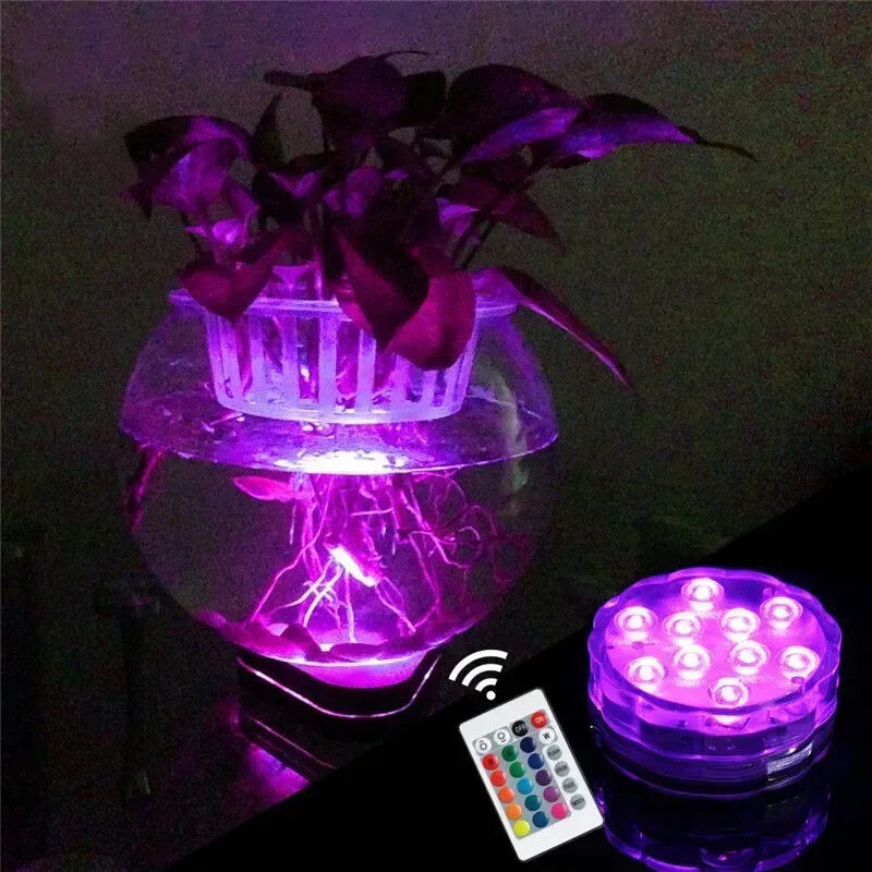 Lumină subacvatică impermeabilă Decor pentru acvariu de acasă Telecomandă LED Scufundare Buton Lumină pentru acvariu Ornamente colorate
