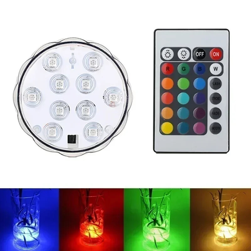 Lumină subacvatică impermeabilă Decor pentru acvariu de acasă Telecomandă LED Scufundare Buton Lumină pentru acvariu Ornamente colorate