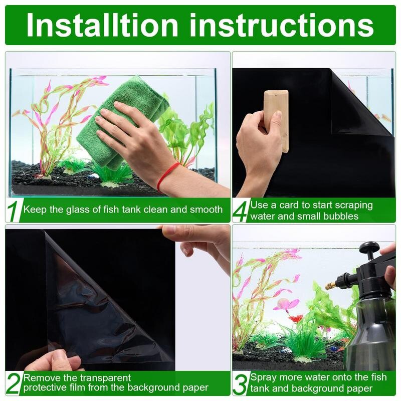 Fundal negru pentru acvariu Autocolant static Fundal pentru rezervor de pește Poster pentru acvariu Tapet Decor pentru acvariu