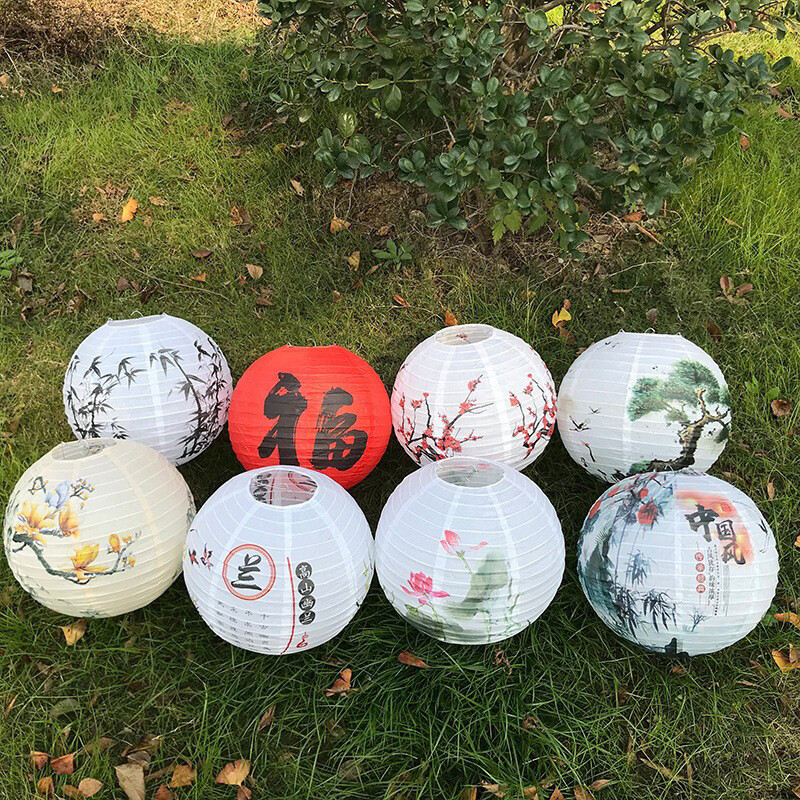 Pušis / orchidėja / slyvų žiedai, apvalūs popieriniai žibintai, lempos gaubtas kinų rytietiško stiliaus lengvas restoranas Vestuvių namų dekoro dovanos