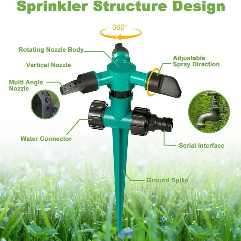 1 vnt. 360° rotacinis vejos vandens purkštuvai sodo automatinė laistymo sistema žemės ūkis vejos purkštuvai ūkio kiemo laistymo purkštuvas