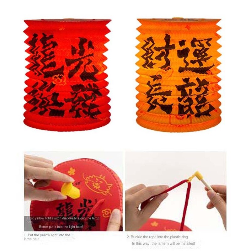 Popierinis žibintas Naujųjų metų drakono žibintas „pasidaryk pats“ rankų darbo medžiagos krepšys Kinų simbolių kinų Naujųjų metų dekoracijos Palaiminimo žodžiai