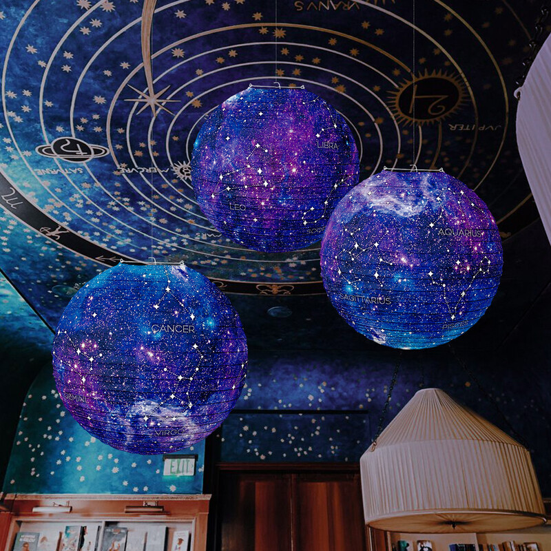 Žvaigždyno Žibintai Dekoracija Žvaigždėtas dangus Teminis Vakarėlis Kabantys Popieriniai Žibintų Pakabukai Su gimtadieniu Vakarėlio dekoravimas Vaikams Suaugusiesiems