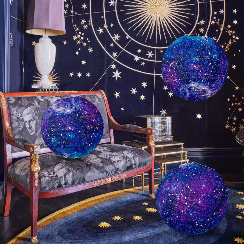 Žvaigždyno Žibintai Dekoracija Žvaigždėtas dangus Teminis Vakarėlis Kabantys Popieriniai Žibintų Pakabukai Su gimtadieniu Vakarėlio dekoravimas Vaikams Suaugusiesiems