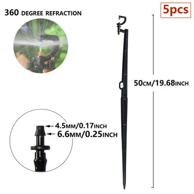 5db 180 360 fokos mikro öntözőszóró permetező 50 cm-es karó, forgó, fénytörő kerti öntözőfúvóka, 4/7 mm-es tömlő