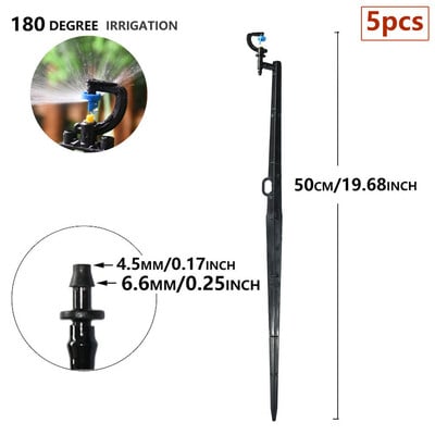 5db 180 360 fokos mikro öntözőszóró permetező 50 cm-es karó, forgó, fénytörő kerti öntözőfúvóka, 4/7 mm-es tömlő