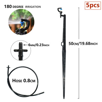 5db 180 360 fokos mikro öntözőszóró permetező 50 cm-es karó, forgó, fénytörő kerti öntözőfúvóka, 4/7 mm-es tömlő