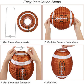 DIY Χειροποίητο Μπάσκετ Ποδόσφαιρο Μπέιζμπολ Ράγκμπι Χαρτί Φανάρι μόδας αμπαζούρ Χρόνια πολλά Διακόσμηση πάρτι για παιδιά Προμήθειες για αγόρια