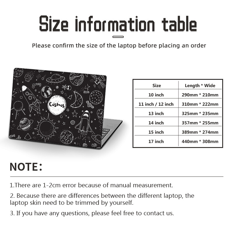 Autocolante universale pentru laptop DIY Skins Vinyl Creative Skin Case 13.3"15.6"17" pentru Macbook/Lenovo/Asus/Hp/Acer Decorate Sticker Decal