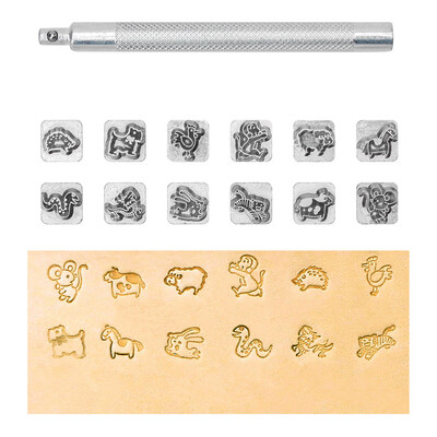 Alat za utiskivanje kože 12 znakova/životinjskih i biljnih uzoraka DIY Alat za utiskivanje ukrasa za utiskivanje kože/biljnog štavljenja