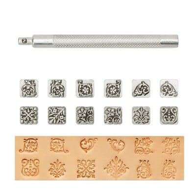 Alat za utiskivanje kože 12 znakova/životinjskih i biljnih uzoraka DIY Alat za utiskivanje ukrasa za utiskivanje kože/biljnog štavljenja