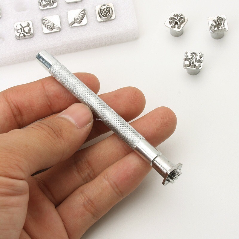 Alat za utiskivanje kože 12 znakova/životinjskih i biljnih uzoraka DIY Alat za utiskivanje ukrasa za utiskivanje kože/biljnog štavljenja