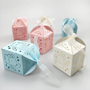 10 τεμ. Baby Shower Boxes Ροζ Μπλε Elephant Sweet Gift Body Boy Shower Boy or girl Candy Containers Διακόσμηση γενεθλίων