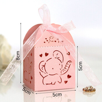 10 τεμ. Baby Shower Boxes Ροζ Μπλε Elephant Sweet Gift Body Boy Shower Boy or girl Candy Containers Διακόσμηση γενεθλίων