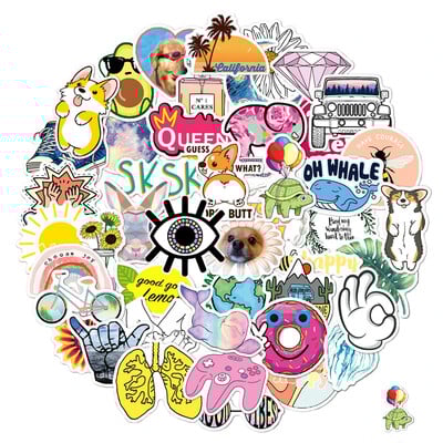 100 csomag/db Aranyos Vsco Vinyl Esztétikai Vízálló matricák Laptop Hydroflask Számítógépes matricák tinédzsereknek, gyerekeknek, lányoknak