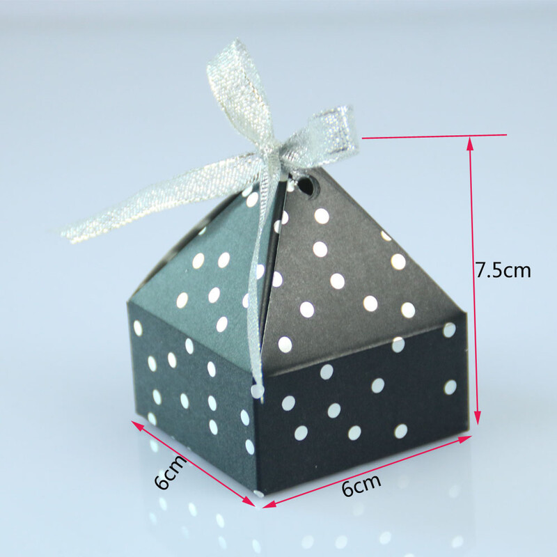 Auksinis bronzinis taškelis kartoninė dėžutė Popierinės saldainių dovanų dėžutės Vakarėliui skirtos sausainių pakavimo dėžutė su juostele Vestuvių gimtadienio reikmenys