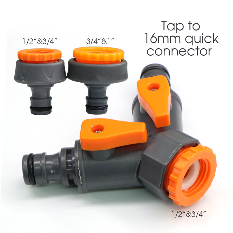 1/2" 3/4" 1" vyriškas adapteris Y-jungties vandens laistymo priedai Naudotini sodo žarnos čiaupo įjungimo/išjungimo vožtuvas 16 mm greitoji jungtis