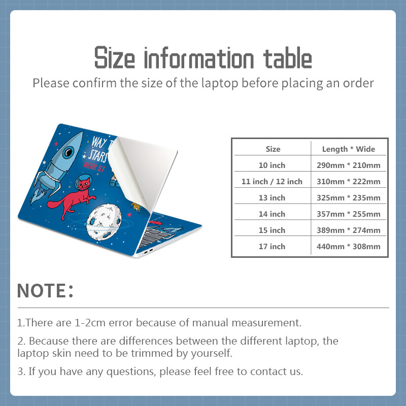 DIY Laptop Skins Αυτοκόλλητα Notebook Vinyl Skin Cover Decal Αξεσουάρ φορητού υπολογιστή για 12"13.3"14"15.6"17.3" για Macbook /Lenovo/Acer