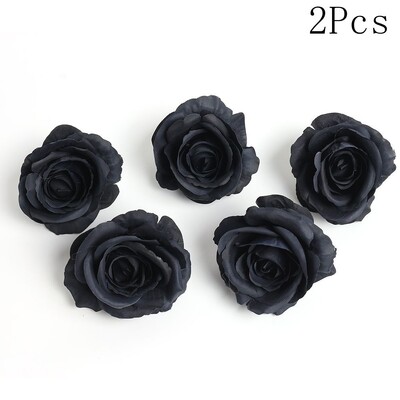 2/5/10 buc capete de flori artificiale negre pentru decorarea nunții flori false pentru decorarea peretelui cu flori pentru cameră, bricolaj, coroană, artizanat, accesoriu cadou
