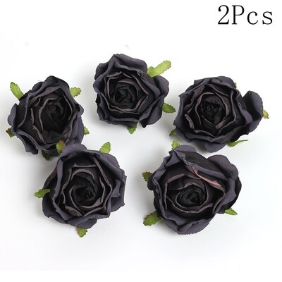 2/5/10 buc capete de flori artificiale negre pentru decorarea nunții flori false pentru decorarea peretelui cu flori pentru cameră, bricolaj, coroană, artizanat, accesoriu cadou