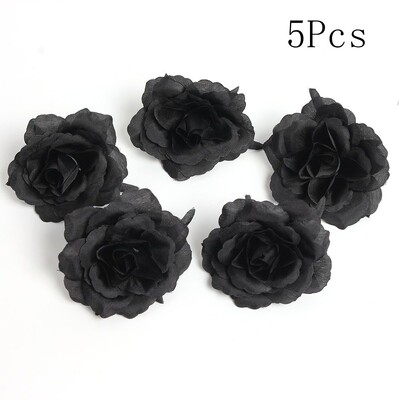 2/5/10 buc capete de flori artificiale negre pentru decorarea nunții flori false pentru decorarea peretelui cu flori pentru cameră, bricolaj, coroană, artizanat, accesoriu cadou
