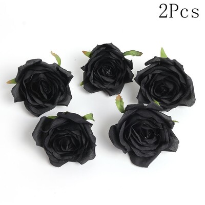 2/5/10 buc capete de flori artificiale negre pentru decorarea nunții flori false pentru decorarea peretelui cu flori pentru cameră, bricolaj, coroană, artizanat, accesoriu cadou