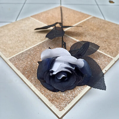 5db 8-9cm selyem fekete rózsa művirág fej csokor Otthoni nappali esküvői karácsonyi dekoráció újévi dekoráció