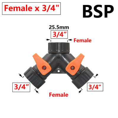 3/4 hüvelykes 2/4 utas kerti tömlőosztó kerti csap Y-típusú öntözőcsatlakozó elosztó kültéri csaphoz