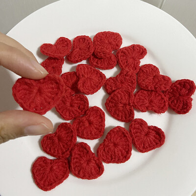 20 ks farebných bavlnených háčkovaných pletených ozdôb so srdiečkami 2,2 cm, DIY vlasové sponky, dekorácie, ručne vyrobené remeslá, látková pasta, doplnky