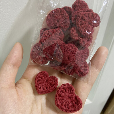 20 ks farebných bavlnených háčkovaných pletených ozdôb so srdiečkami 2,2 cm, DIY vlasové sponky, dekorácie, ručne vyrobené remeslá, látková pasta, doplnky