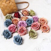 10 τμχ Τριαντάφυλλο Τεχνητά Λουλούδια Μεταξωτό Ψεύτικα Λουλούδια Κεφαλές για Διακόσμηση Σπιτιού Διακόσμηση Γάμου Νυφικά DIY Στολίδια στεφάνι Αξεσουάρ