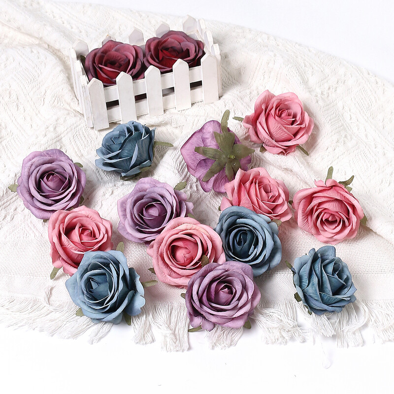 10 τμχ Τριαντάφυλλο Τεχνητά Λουλούδια Μεταξωτό Ψεύτικα Λουλούδια Κεφαλές για Διακόσμηση Σπιτιού Διακόσμηση Γάμου Νυφικά DIY Στολίδια στεφάνι Αξεσουάρ