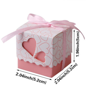 50Pcs Love Heart Κουτιά καραμέλα με κορδέλα Μπομπονιέρες Κουτί δώρων Βάπτιση Baby Shower Αναμνηστικά Δώρα για Guest Party Προμήθεια