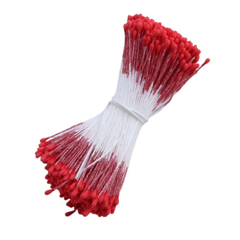 380db 1mm-es duplafejű porzó DIY mesterséges mini virágos virágporzó bibe Némított színű porzó