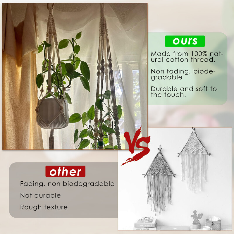 Seturi de macrame 100 buc. Snur de macrame din bumbac natural pentru incepatori cu margele si inele din lemn, betisoare din lemn, inele metalice consumabile macrame