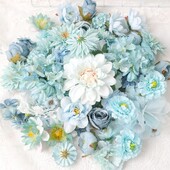 1 Τσάντα Μπλε Σειρά Τεχνητό Ροζ Λουλούδι Κεφάλι Μεταξωτό Ψεύτικα Λουλούδια Διακόσμηση Δωματίου Σπίτι Διακόσμηση Γάμου Δώρα DIY Αξεσουάρ