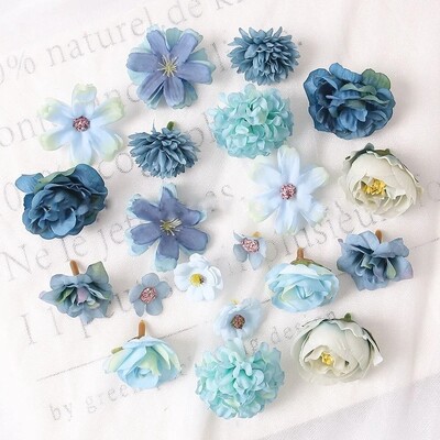 1 Τσάντα Μπλε Σειρά Τεχνητό Ροζ Λουλούδι Κεφάλι Μεταξωτό Ψεύτικα Λουλούδια Διακόσμηση Δωματίου Σπίτι Διακόσμηση Γάμου Δώρα DIY Αξεσουάρ